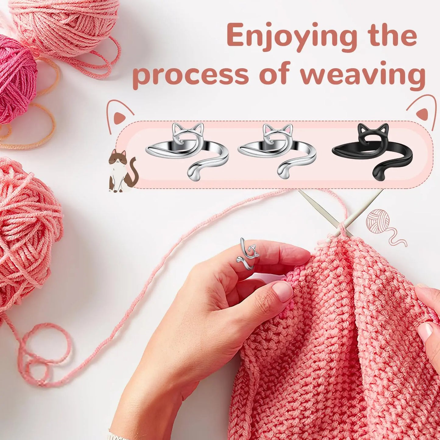 2pcs Adjustable Knitting Crochet Loop Ring Knittied Yarn Guide Finger Faster Holder Thimble Crocheters Thread Ring Sewing Tools Beauty World Shop