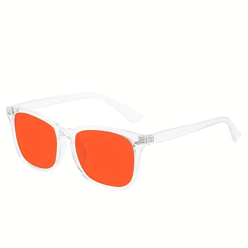 Classic Red Lens Blue Light Blocking Glasses Square Men Better Sleep Anti Filter Men Orange Women Eyeglasses Beauty World Shop