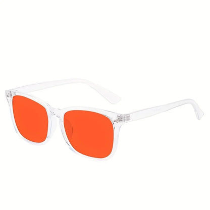 Classic Red Lens Blue Light Blocking Glasses Square Men Better Sleep Anti Filter Men Orange Women Eyeglasses Beauty World Shop
