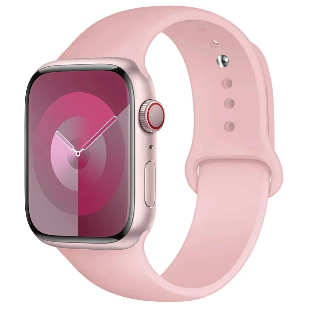 Silicone Band For Apple Watch strap 44mm 45mm 40mm 41mm 42-38mm 45 mm sport bracelet iwatch series 8 7 6 5 4 3 SE 9 Ultra 2 49mm Beauty World Shop
