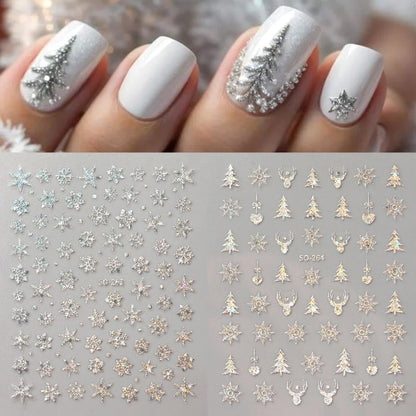 2pc Holographic Christmas Nail Art Stickers Iridescent Laser Snowflake Deer Tree Winter Slider Decals New Year Manicure Supplies Beauty World Shop