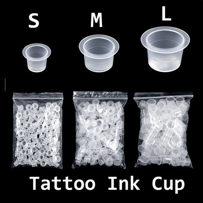 CJMIO 100/1000pcs Disposable Microblading Tattoo Ink Cups S M L Plastic Permanent Makeup Pigment Clear Holder Container Cap Beauty World Shop