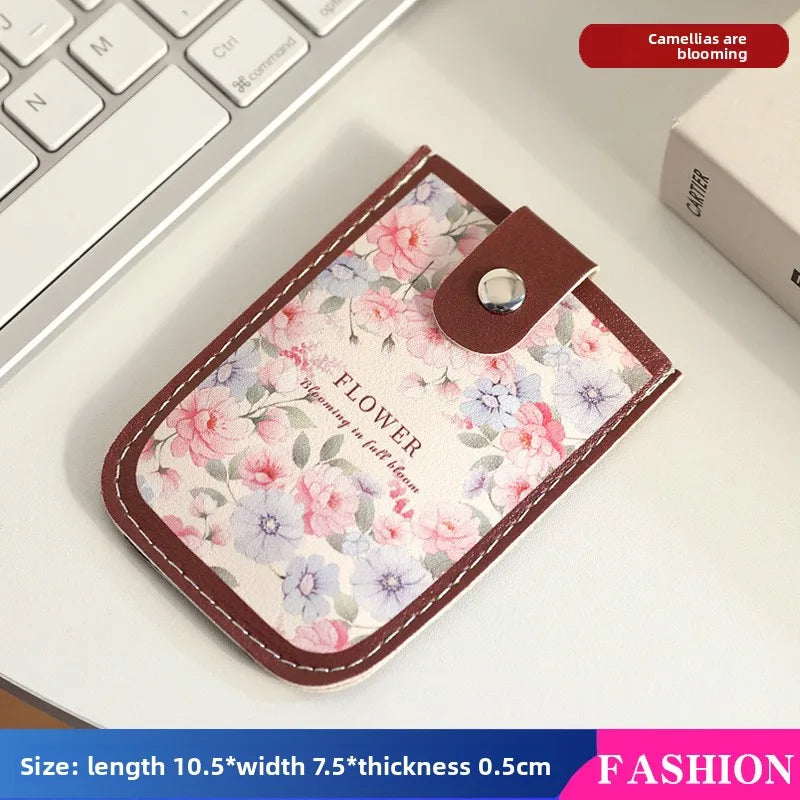 Vintage Oil Painting Pull Out Card Holder One Piece Women's Compact Ultra Thin Mini Cartoon New Style Niche Design Card Case Bag Beauty World Shop