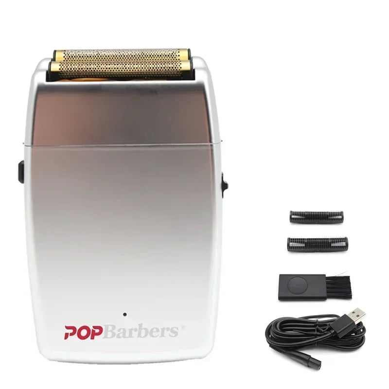 11000 RPM POP Barbers P620 Professional Electric Men's Beard Trimmer Double Foil Shaver Electric Shaver USB Hair Cutting Machine Beauty World Shop