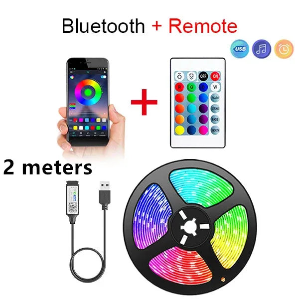 Bluetooth LED Strip Lights Smart SMD 5050 APP Remote Control Flexible Ribbon Diode Lamp Tape TV Backlights Game Room Home Decor Beauty Fashion