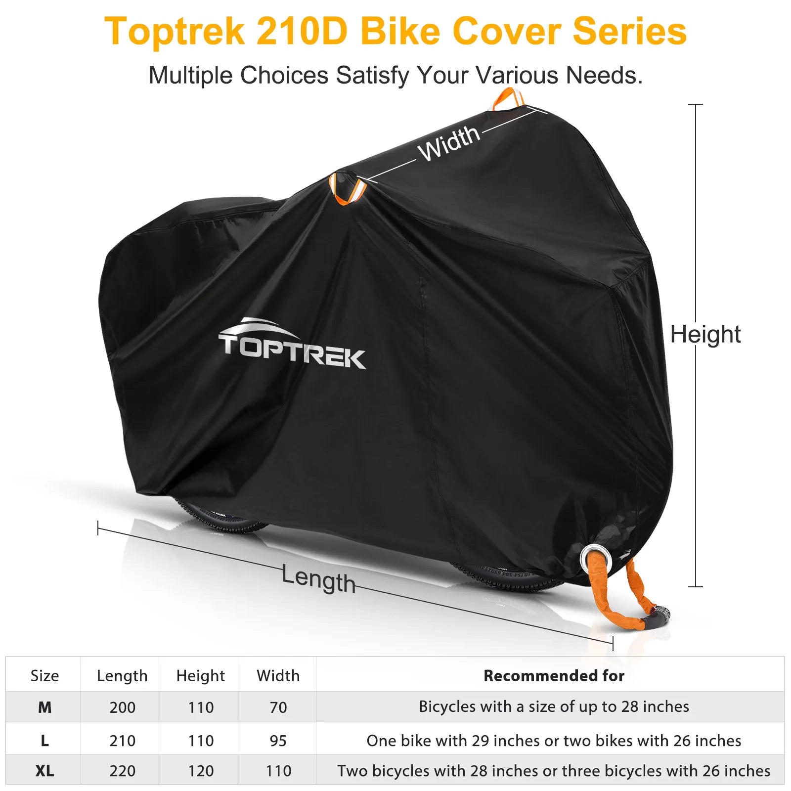 Toptrek Bike Cover 210D Oxford Outdoor Storage Waterproof & Anti-UV Bicycle Cover with Waterproof Membrane for Two Bicycles Beauty World Shop