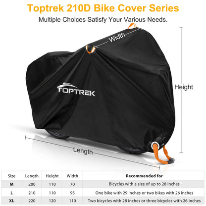 Toptrek Bike Cover 210D Oxford Outdoor Storage Waterproof & Anti-UV Bicycle Cover with Waterproof Membrane for Two Bicycles Beauty World Shop
