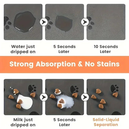 Heavy Duty Pet Feeding Mat 40x60/50x80cm Large Absorbent Non Slip Backing For Messy Eaters Easy Wipe Clean Cat Dog Waterproof