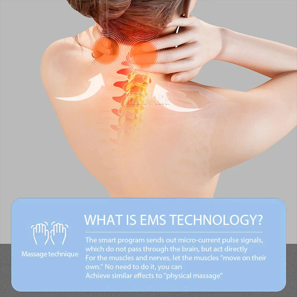 TENS Pulse Back Neck Massage Wireless Smart Sholder Cervical Massager Heating Muscle Punch Beating Health Care Tool