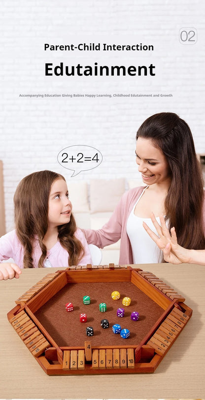 Six Sided Flipping Game, Wooden Number Game, Shut The Box Dice Game - Parent-Child Board Game, Bar Party, Leisure Gambling Game Beauty World Shop