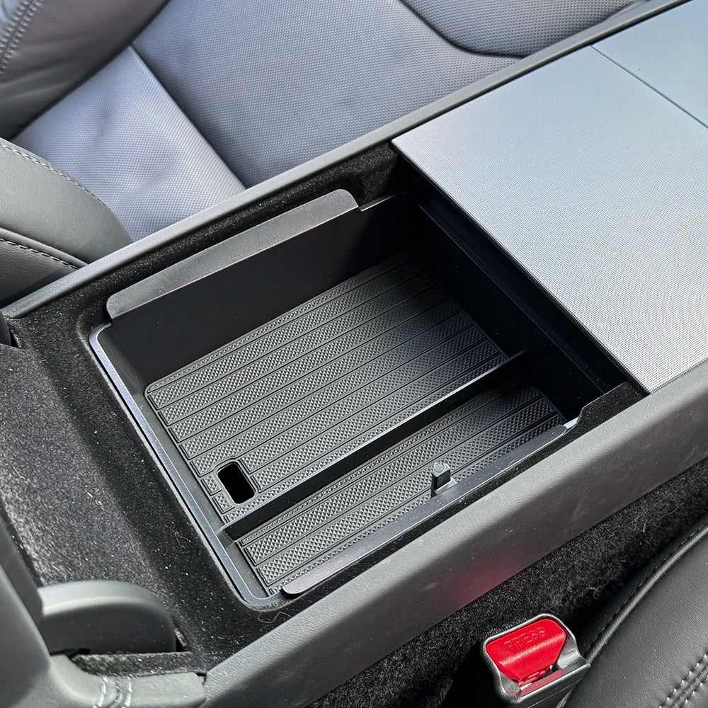 For Tesla New Model Y 2025 Launch Juniper Teslajuniper ABS with Silicone Non-slip Mat Console & Armrest Storage Box Upper Beauty World Shop