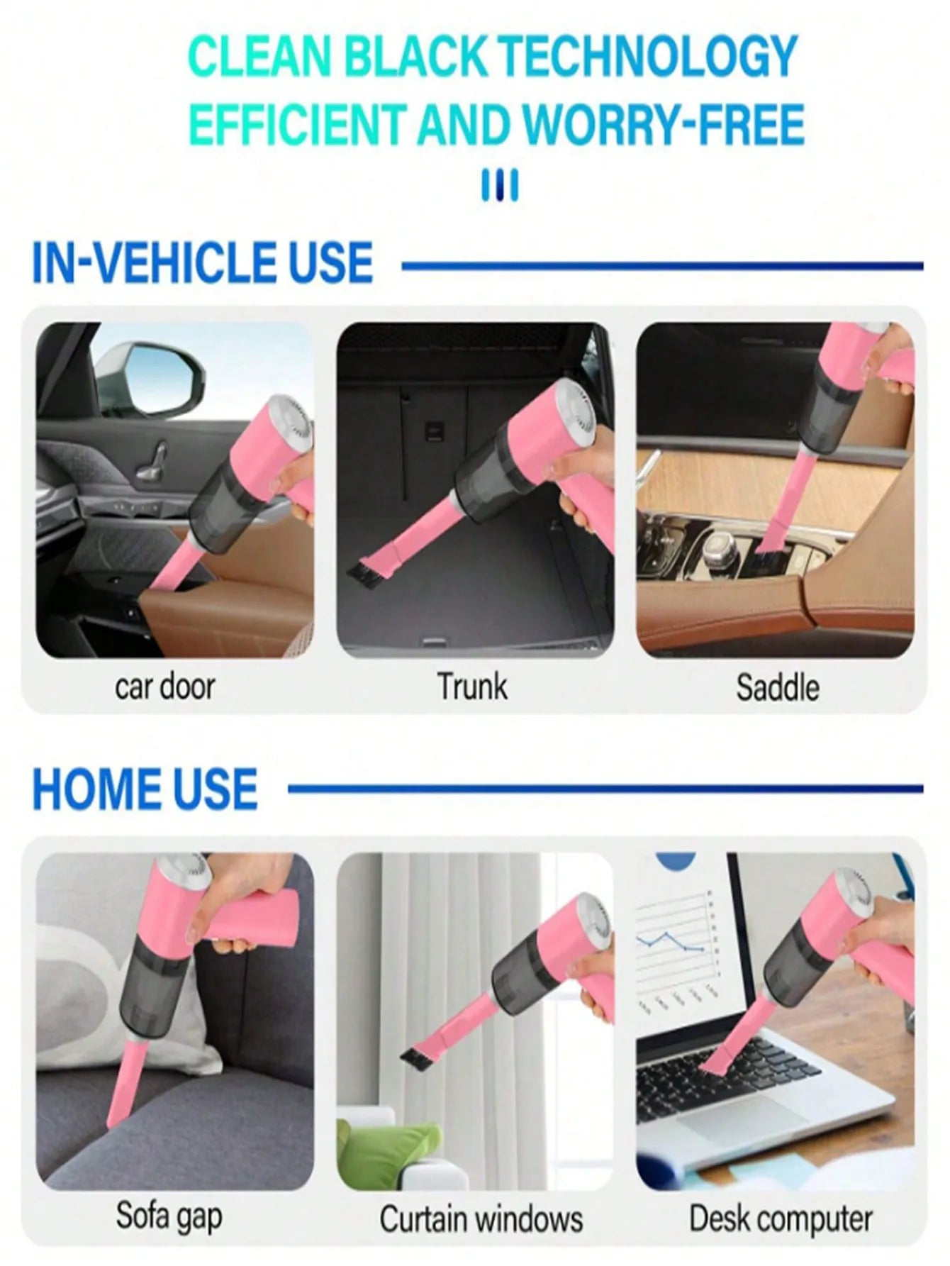 3 In 1 Integrated Suction And Blowing Vacuum Combination Vacuum Cleaner USB Charging Small Car Household Vacuum Cleaner Beauty World Shop