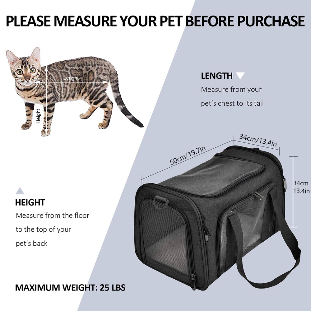 Dog Carrier Bag Soft Side Backpack Cat Pet Carriers Dog Travel Bags Airline Approved Transport For Small Dogs Cats Outgoing Beauty World Shop