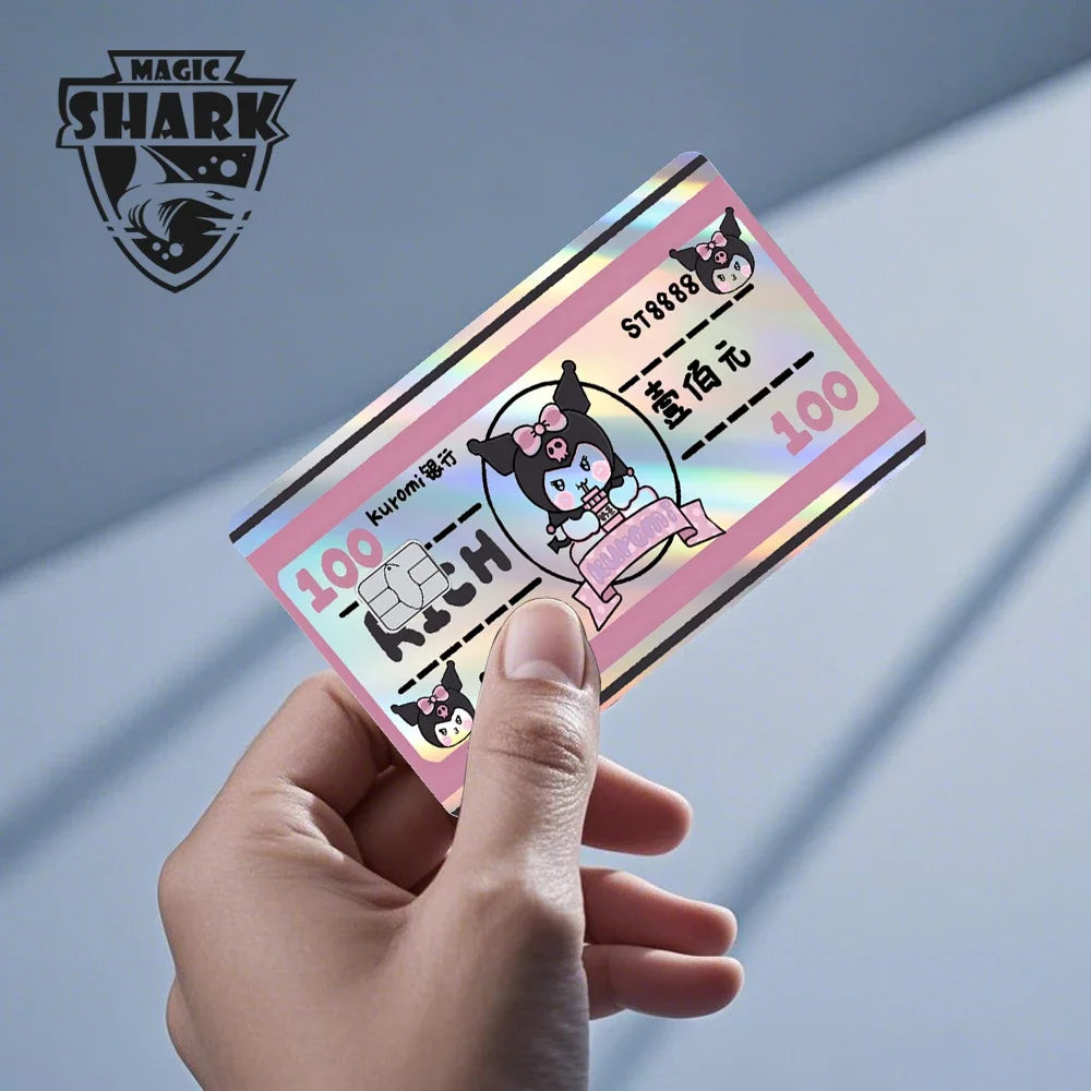 Hot Sale Hello Kitty Kuromi Holographic Laser Shinny Film Skin Cover Sticker for Debit Credit Card Bank Card Beauty World Shop