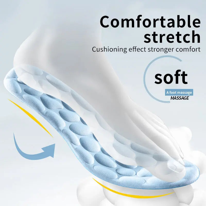 4D Cloud Technology Sports Insoles for Shoes PU Sole Soft Breathable Shock Absorption Cushion Running Orthopedic Care Insoles Beauty World Shop