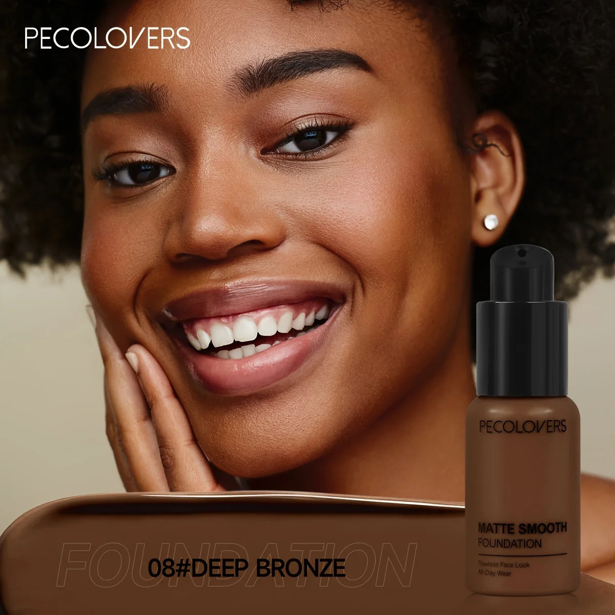 PECOLOVERS Matte Finish Liquid Foundation - Oil-Control, Waterproof, Full Coverage Concealer for All Skin Tones Beauty World Shop