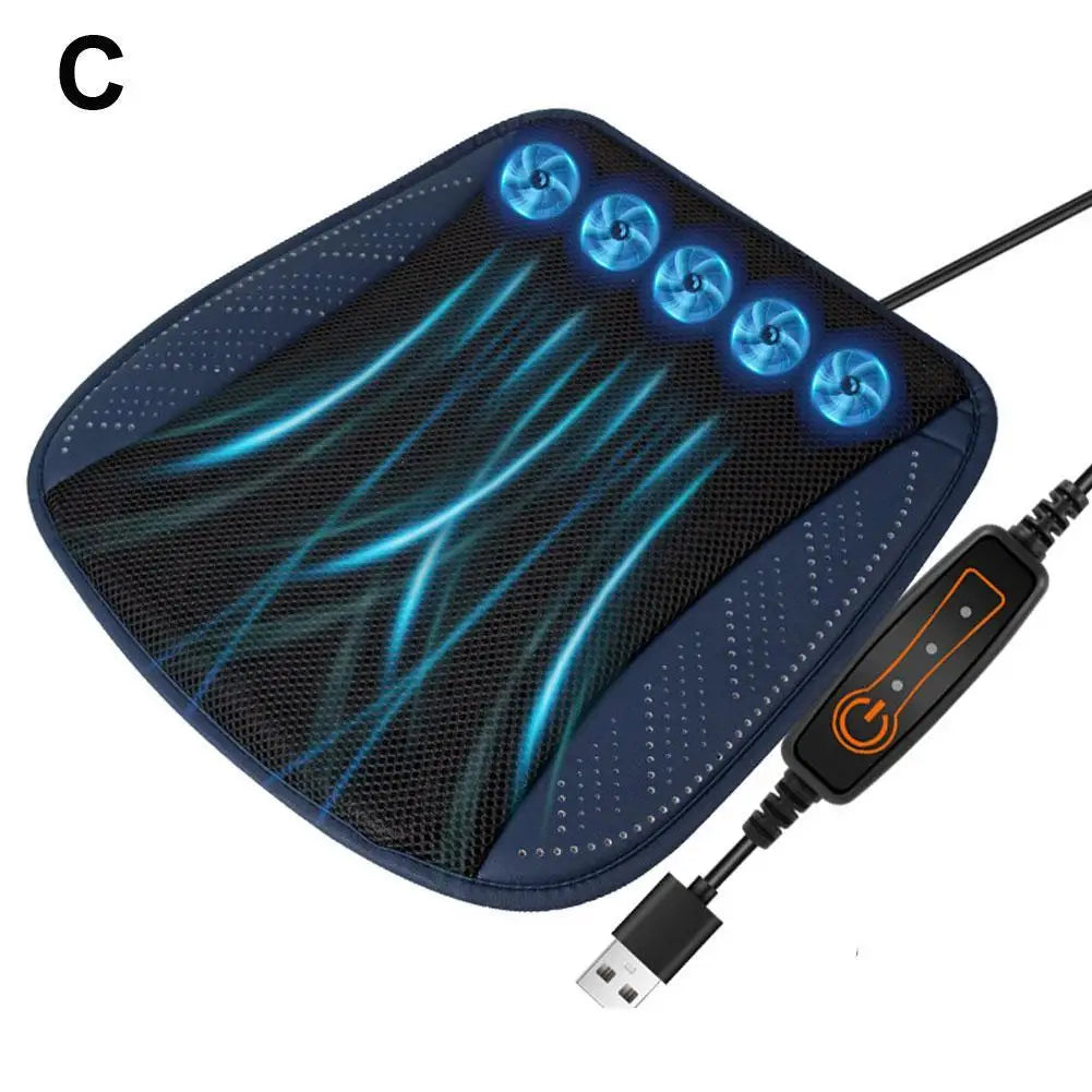Summer Universal Car Cooling Cushion with 5/8 Fans, Three Wind Adjustment Cooled Chair Pad USB Seat Cushion Interior Accessories Beauty World Shop