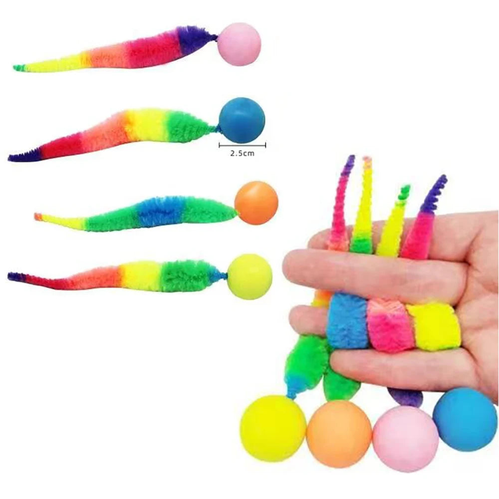 Cat interactive toys Tickle Cat Colorful bouncing ball Pet supplies Puzzle teasing indoor cat worm caterpillar elastic toy Beauty World Shop