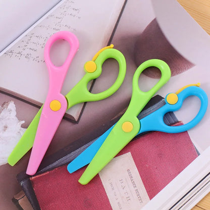 New 1 Pcs 137mm Mini Safety Round Head Plastic Scissors Student Kids Paper Cutting Minions Supplies for Kindergarten School Beauty World Shop