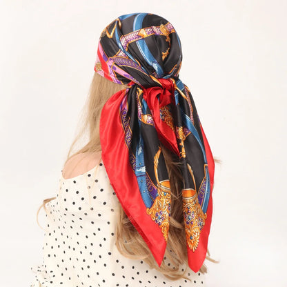 90*90cm Silk Scarf Scarftop Headwraps Women Four Seasons Hair Scarve Hijab Foulard Iuxe Bandana Femme Headscarf Beauty World Shop