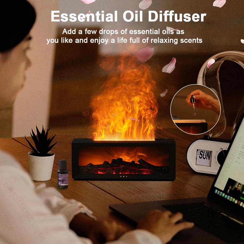 Air Humidifier Essential Oils Humidifiers Home Aroma Humidifier Flame Automatic Fragrance Diffuser With LED Light Remote Control Beauty World Shop
