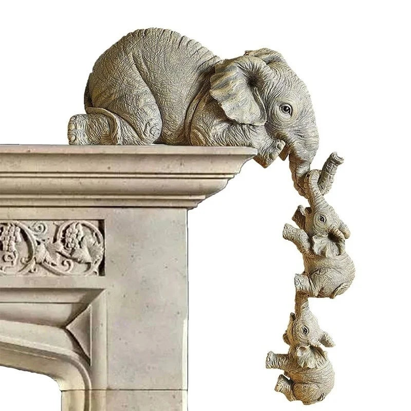3pcs/set Cute Elephant Figurines Elephant Holding Baby Elephant Resin Crafts Home Furnishing Gift Beauty Fashion