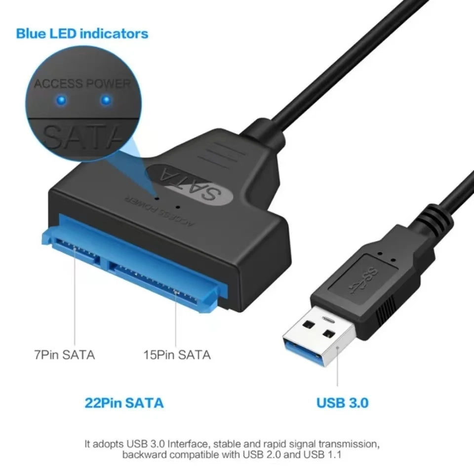 Sata To USB 3.0 Adapter Cable USB To SATA 3 Cable Support 22 Pin 2.5 Lnche External HDD SSD Hard Disk Computer Connector Fit Beauty World Shop