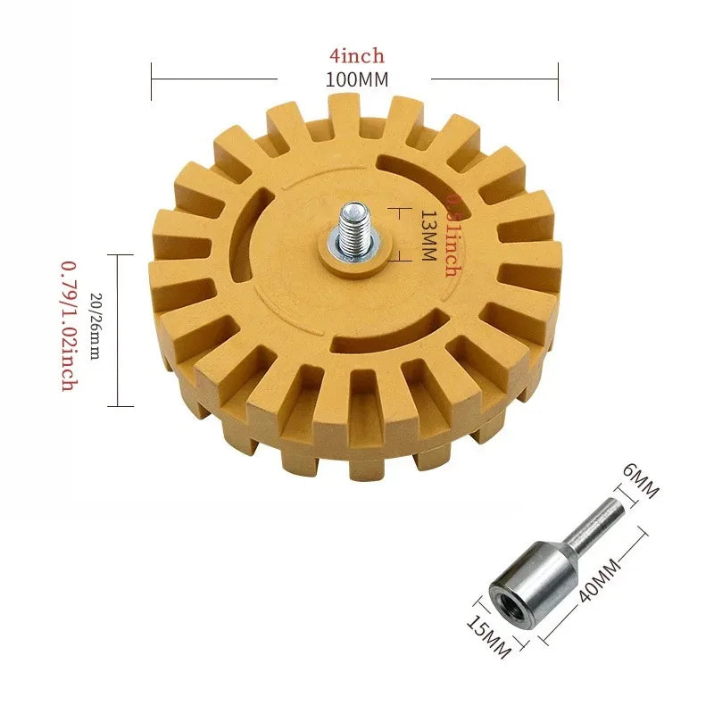 100mm 4 Inch Car Eraser Wheel Smooth Power Drill Adapter Decal Removal Paint Repair Rubber Effective Practical Quick Pinstripe Beauty Trend Shop