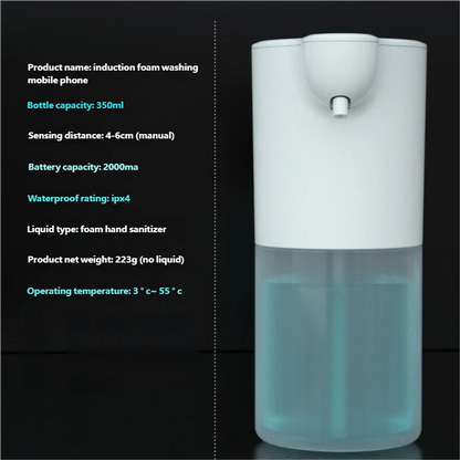 HOMEFISH Smart Sensor Automatic Soap Dispenser 350ml USB Charging Contactless Soap Foam Dispenser Hand Sanitizer Machine Beauty World Shop