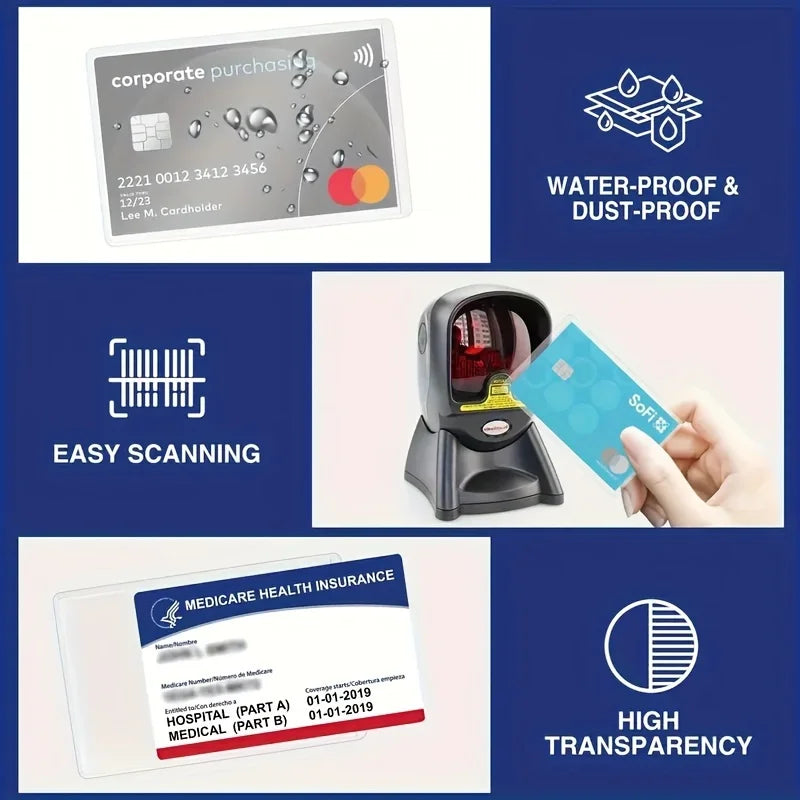 12PCS PVC Waterproof Transparent Card Holder Plastic Card id Holders Case To Protect Credit Cards Card Protector Cardholder Bags Beauty World Shop