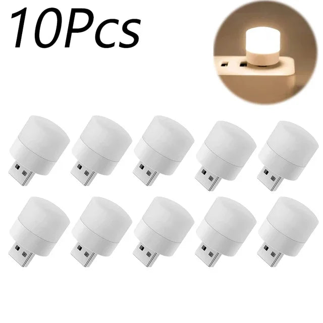 Small USB Night Light Computer Mobile Power Charging Mini Book Lamps LED Light Warm White Eye Protection Reading Light 1/10Pcs Beauty World Shop