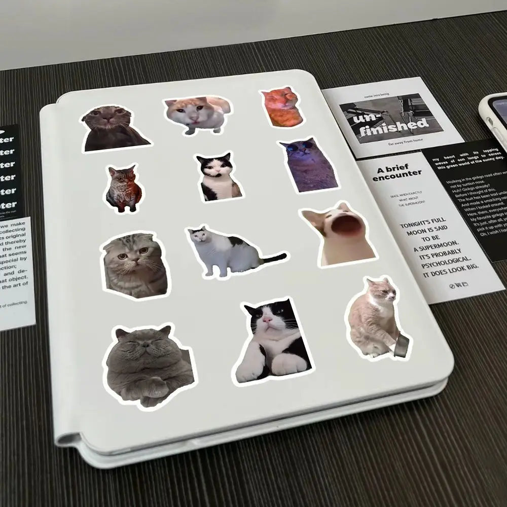 50-100 sheets of cute cartoon cat emoji stickers for luggage, water bottles, notebooks, and journal decoration Beauty World Shop