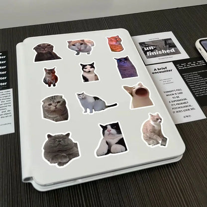 50-100 sheets of cute cartoon cat emoji stickers for luggage, water bottles, notebooks, and journal decoration Beauty World Shop