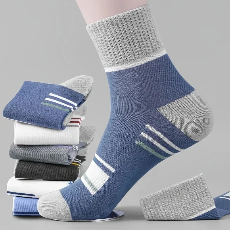 Men's Mid-Calf Cotton Socks 10/5/3 Pairs | Soft Breathable All-Season Crew Socks Solid Color for Daily Work, Sports &Casual Wear Beauty World Shop