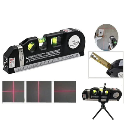 Laser Level Line Tool Multipurpose Laser Level Kit Standard Cross Line Lase 8 Feet Measure Tape Ruler With Metal Tripod Stand Beauty World Shop