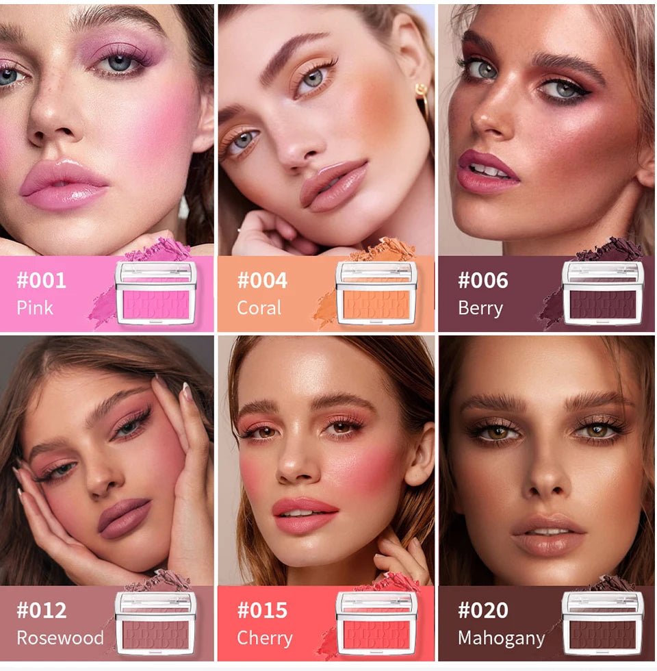 Face Blusher Matte Natural Cheek Tint Brighten Face Pink Red Face Contouring Cosmetics Blush Powder Soft Female Makeup Beauty World Shop