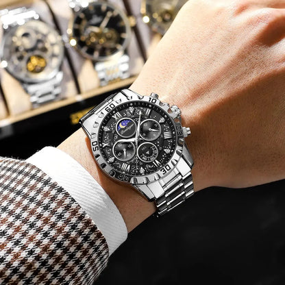 POEDAGAR Luxury Man Watch Waterproof Luminous Stainless Steel Quartz Men's Wristwatch Chronograph Military Watches For Men Reloj Beauty World Shop