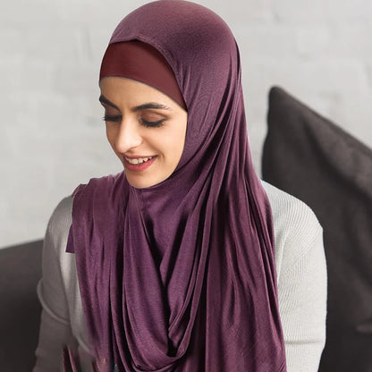 Good Stitch Stretchy Jersey Scarf Jersey Hijab Instant Hijab Plain Muslim Shawls Supplier Turban HeadWraps Foulard Femme Beauty World Shop