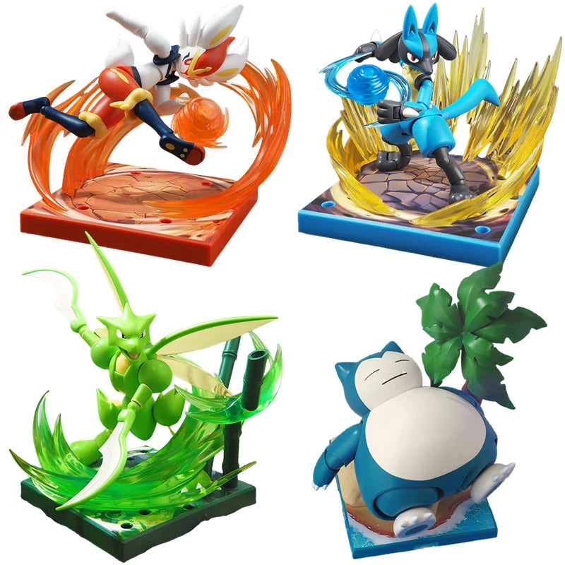 Blokees Pokemon Adventure Prologue Snorlax Cinderace Scyther Lucario Monster Action Figure Model Assembling Toys Birthday Gifts Beauty World Shop
