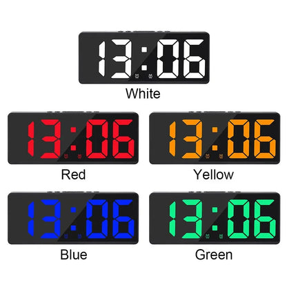 Creative Number Clock Color Nightlight Temperature Calendar Alarm Clock LED Large Number Electronic Clock Backlight Home Decor Beauty World Shop