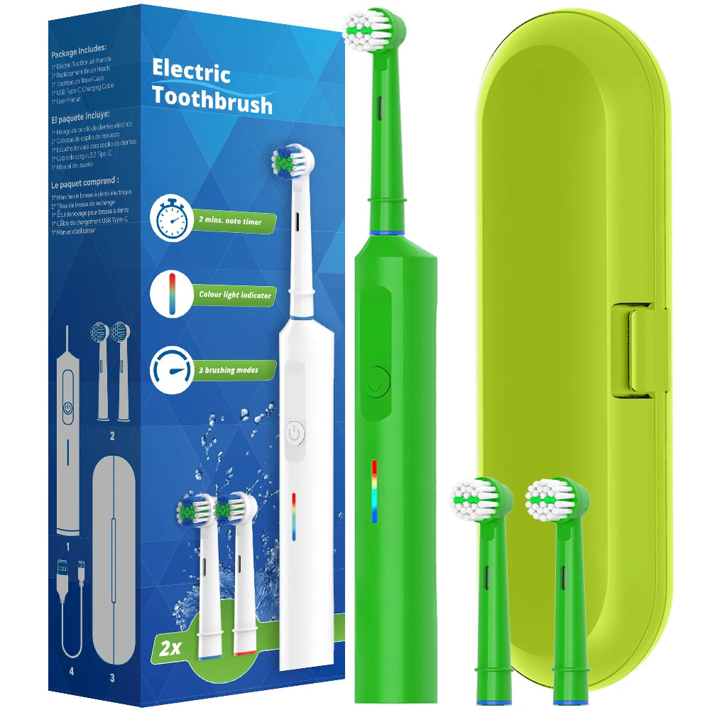 Intelligent Rotating Electric Toothbrush, Rechargeable Rotary Toothbrush Compatible with Oral B Replacement Electric Brush Heads Beauty World Shop