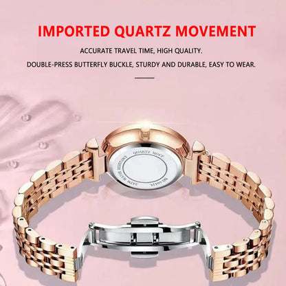 POEDAGAR Top Elegant Women's Watches Stainless Steel Date Week Woman Watch Waterproof Luminous Fashion Ladies Watch Quartz Reloj Beauty World Shop