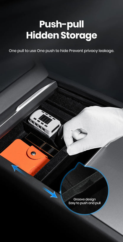 YZ For Tesla Highland Model 3 Y Juniper Center Armrest Hidden Box Holder Console Organizer Car Storage Box  Accessories Beauty World Shop