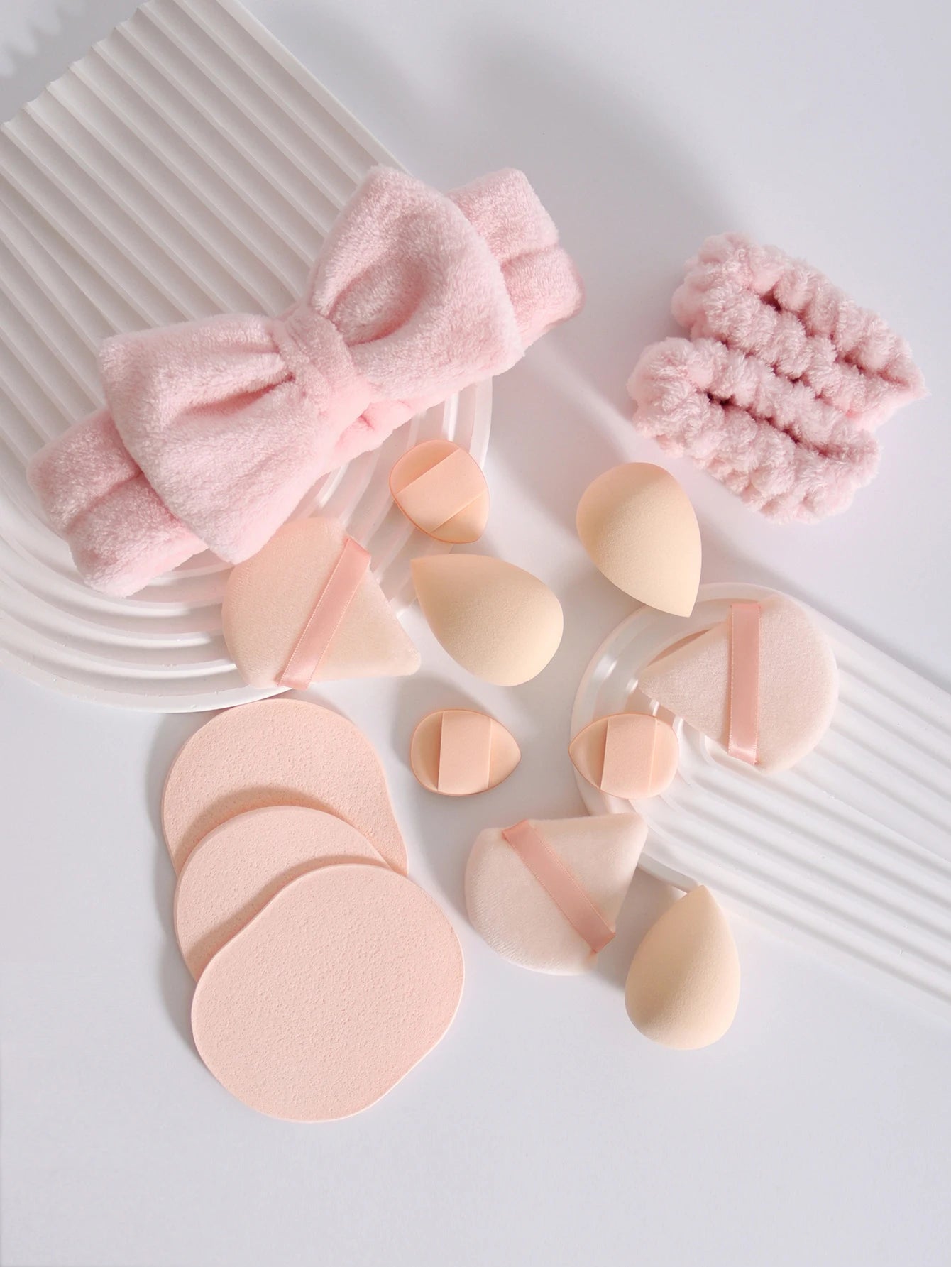15 件套 Cosmetic Puff Makeup Sponge Blender Beauty Egg Foundation Sponges Puff Wash Face Headband Wristband Make up Accessories Beauty World Shop