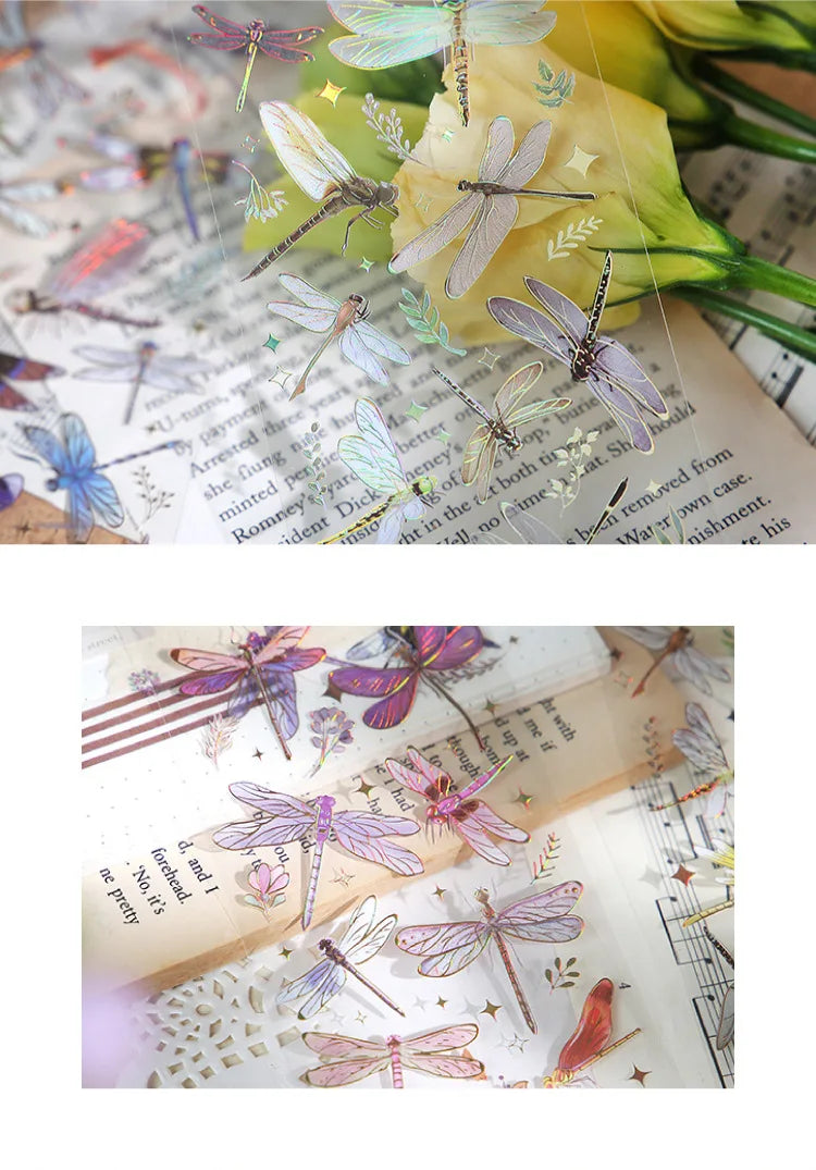 3pcs Kawaii Feather Dragonfly Bird Jellyfish Decorative Stickers Pack Scrapbooking Material Label Diary Phone Journal Planner Beauty World Shop