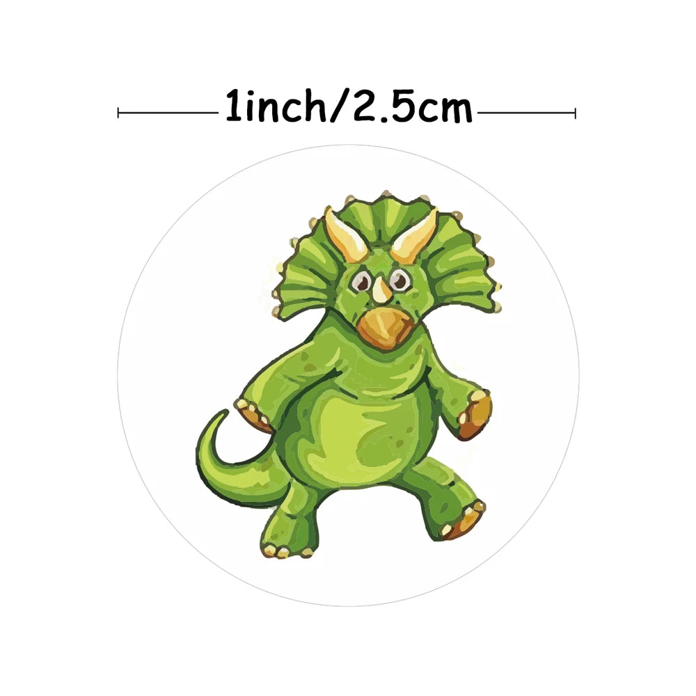 100-500pcs 1'' Round Dinosaur Stickers for Teacher Reward Stickers School Supplies Animal Incentive Roll Sticker for Home Beauty World Shop