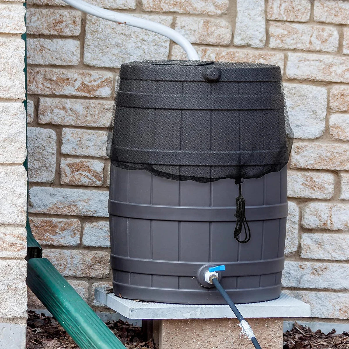 Rain Barrels Screen Water Bucket Covers,Rainwater Collector Tank Net Cover,Rain Water Collection Bucket Netting with Drawstring Beauty World Shop