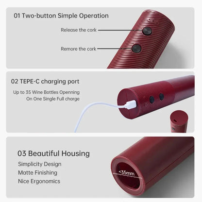 Electric Wine Bottle Opener Automatic Red Wine Corkscrew Rechargeable Wine Opener One-click Button Wine Tools Kitchen Products Beauty World Shop