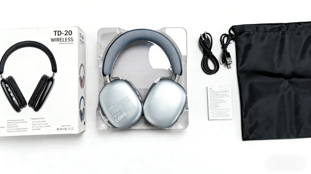 TD-20 Wireless Headphone 3D Spatial Audio Earphone Bluetooth 5.3 Headset 40mm Driver Over Ear Headphone 24H for Mobile Phone PC Beauty World Shop