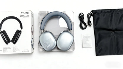 TD-20 Wireless Headphone 3D Spatial Audio Earphone Bluetooth 5.3 Headset 40mm Driver Over Ear Headphone 24H for Mobile Phone PC Beauty World Shop